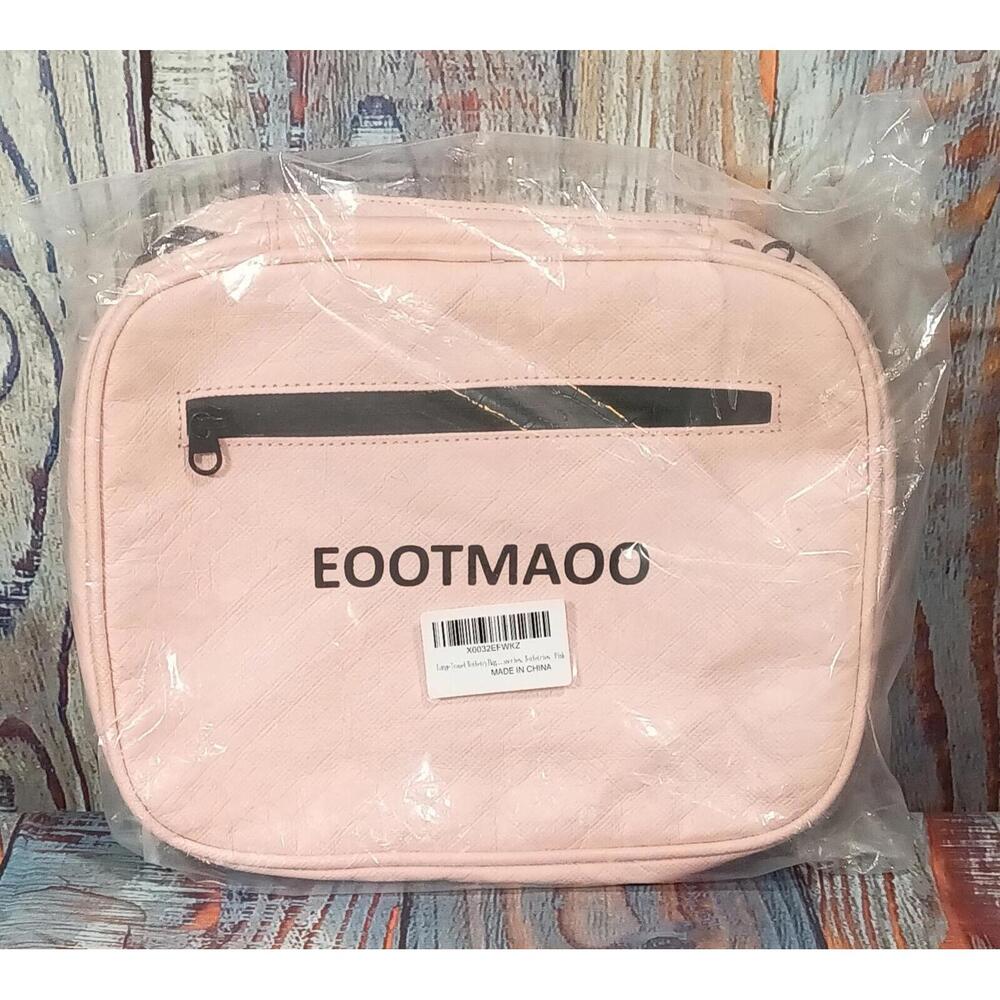 EOOTMAOO Pink Women's Cosmetic Bag‎ with Front Zipper Pocket